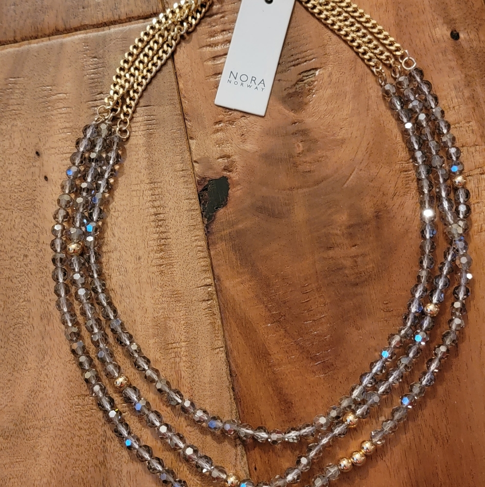 Nora Norway Gold Grey Tiered Necklace